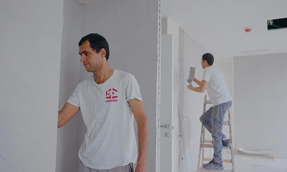 Shaw Contractors installing gypsum board partitions in Malta