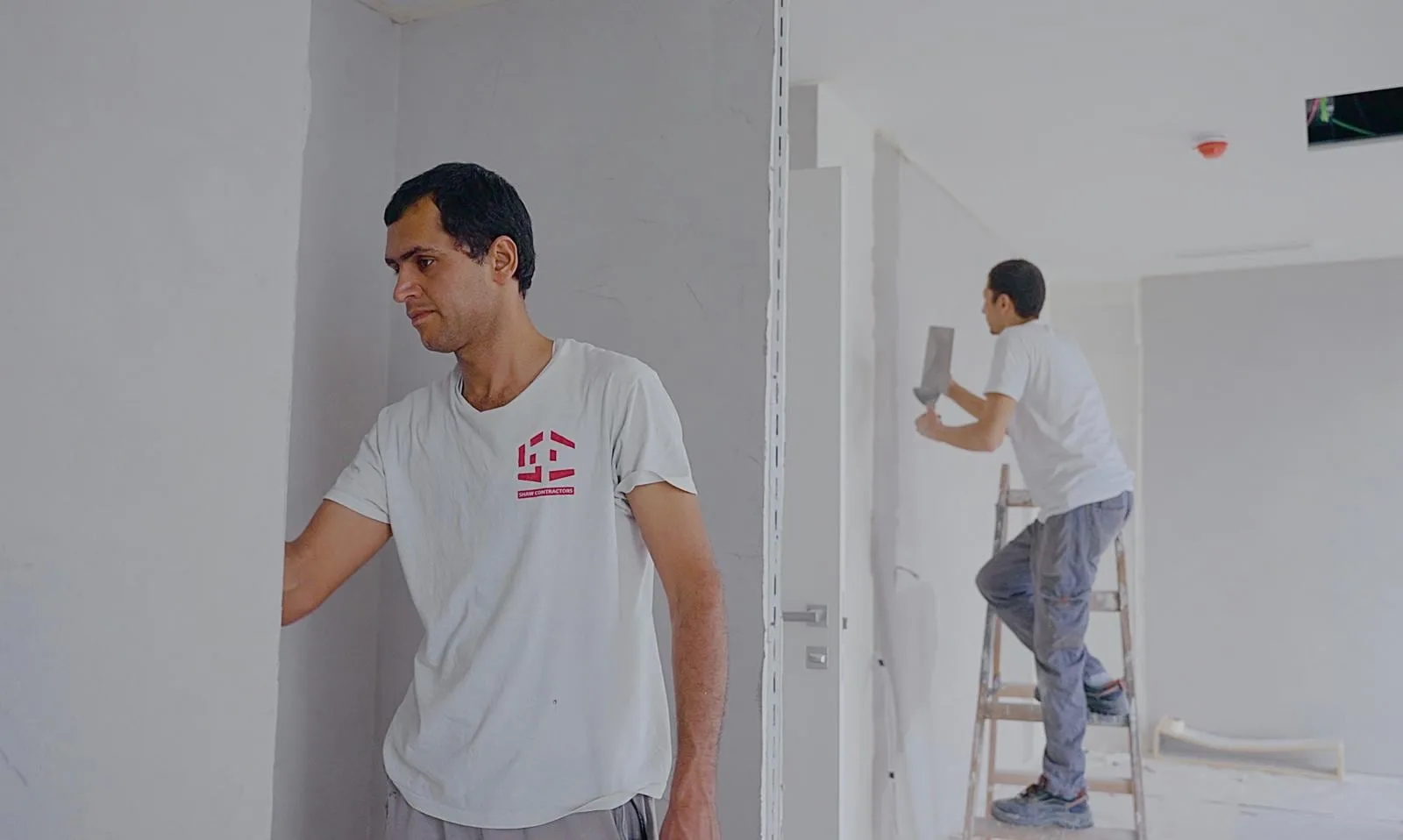 Shaw Contractors installing gypsum board partitions in Malta