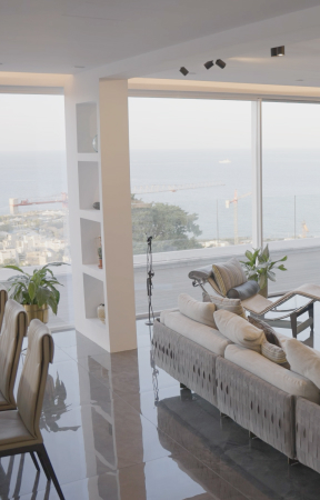 Polished microcement floor finish in a modern Malta home