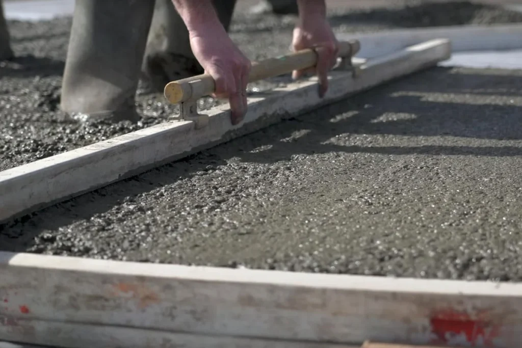 Commercial concrete screeding Malta job site in progress
